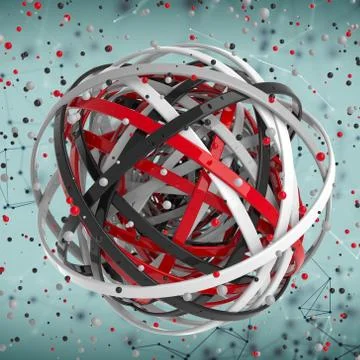 3d sphere of multicolored rings in cloud from multicolored drops Stock Illustration