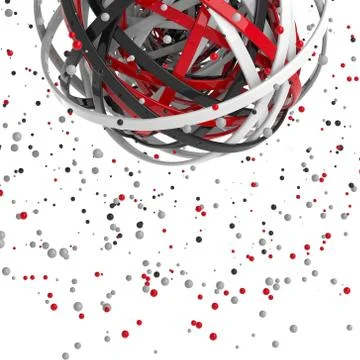 3d sphere of multicolored rings in cloud from multicolored drops Illustrazione stock