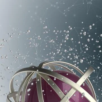 3d sphere of multicolored rings in cloud from multicolored drops Illustrazione stock