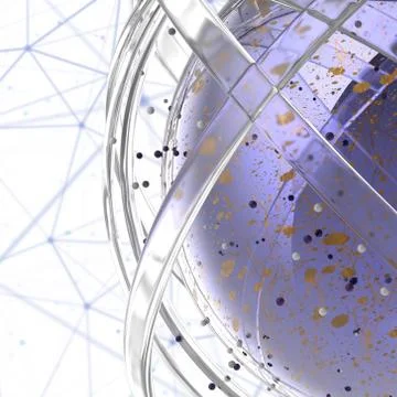 3d sphere of multicolored rings in cloud from multicolored drops Illustrazione stock