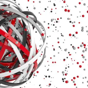 3d sphere of multicolored rings in cloud from multicolored drops Illustrazione stock