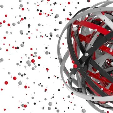 3d sphere of multicolored rings in cloud from multicolored drops Illustrazione stock