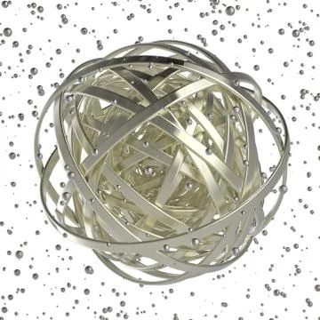 3d sphere of multicolored rings in cloud from multicolored drops Illustrazione stock
