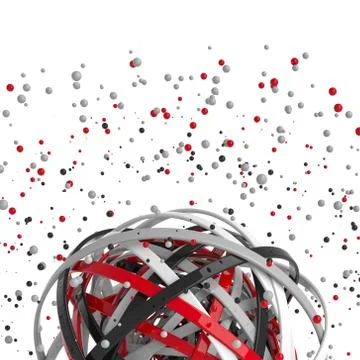 3d sphere of multicolored rings in cloud from multicolored drops Illustrazione stock