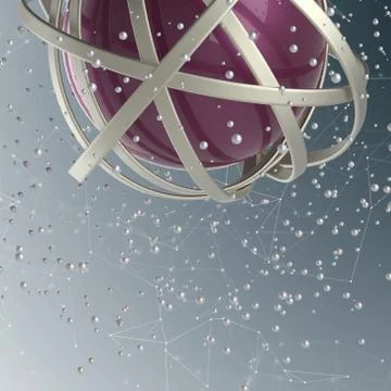 3d sphere of multicolored rings in cloud from multicolored drops Illustrazione stock