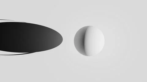 3d sphere passes through a rotating shadow ring on white background Stock Footage 203612937
