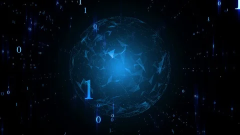 3d sphere rotation with binary data Stock Footage 121649267