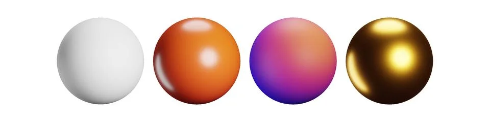 3D sphere sheet assortment displaying high quality reflective orbs and clean sty Stock-Illustration