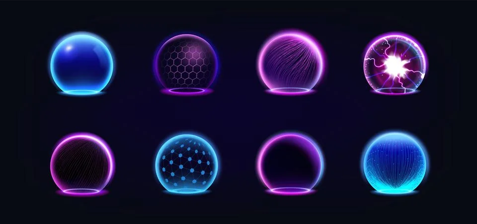 3d sphere. Shield abstract AI, globe protect, ball energy space, cyber magic イラスト素材