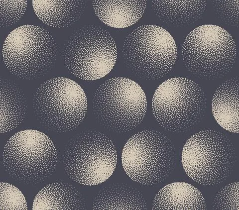 3D Sphere Stippled Chic Seamless Pattern Aesthetic Vector Abstract Background 스톡 일러스트
