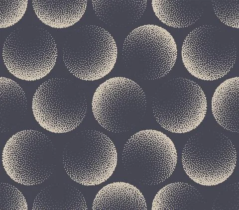 3D Sphere Stippled Seamless Pattern Trendy Aesthetic Vector Abstract Background Illustrazione stock