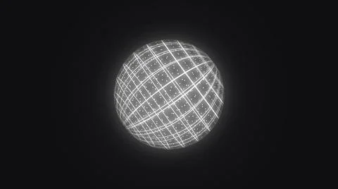 3d Sphere wireframe model rotating in the blank background. Sphere rotating a Illustrazione stock