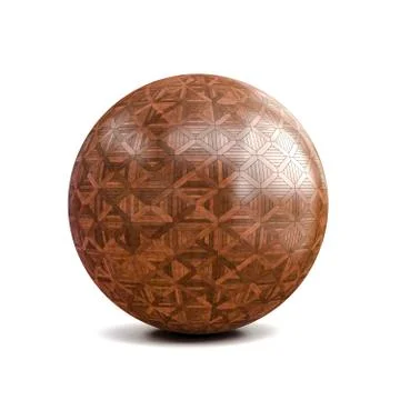 3d sphere with wood floor pattern material Stock Illustration