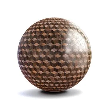 3d sphere with wood floor pattern material Stock Illustration