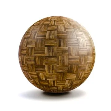 3d sphere with wood floor pattern material Stock Illustration