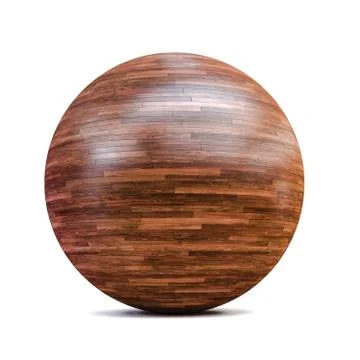 3d sphere with wood floor pattern material Stock Illustration