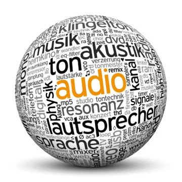 3D Sphere with Word Cloud Texture - Audio Stock Illustration
