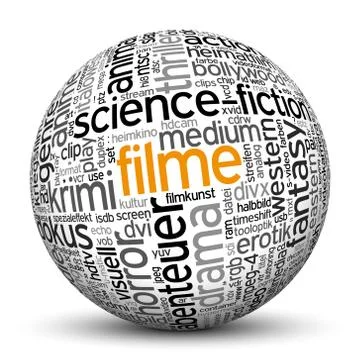 3D Sphere with Word Cloud Texture Stock Illustration