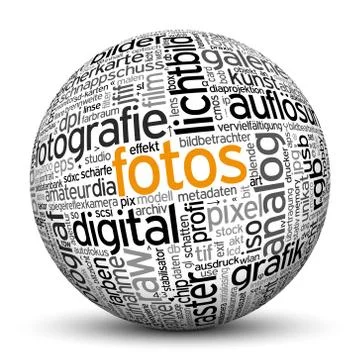 3D Sphere with Word Cloud Texture Illustrazione stock