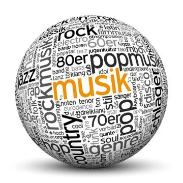 3D Sphere with Word Cloud Texture Stock Illustration