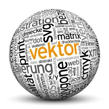 3D Sphere with Word Cloud Texture Stock Illustration