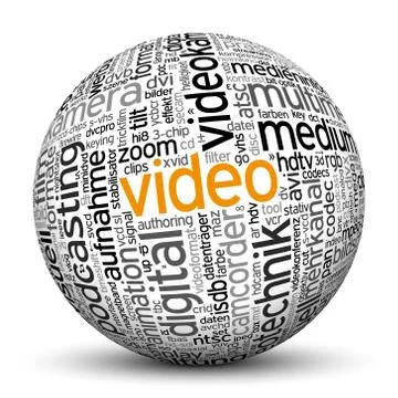 3D Sphere with Word Cloud Texture Stock Illustration