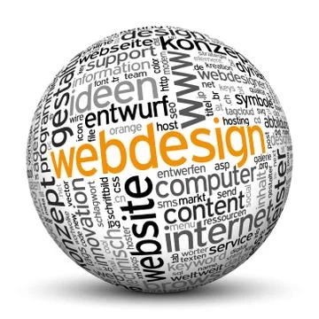 3D Sphere with Word Cloud Texture Stock Illustration