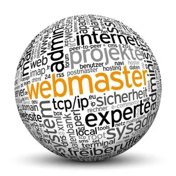 3D Sphere with Word Cloud Texture Stock Illustration