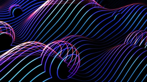 3D Spheres flowing on surface of waves. Stock Footage 306846958