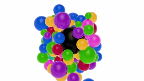 3d spheres flying on white background and are attracted to big ball. Stock Footage 267427910