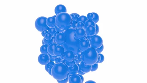 3d spheres flying on white background and are attracted to big ball. Stock Footage 267428731