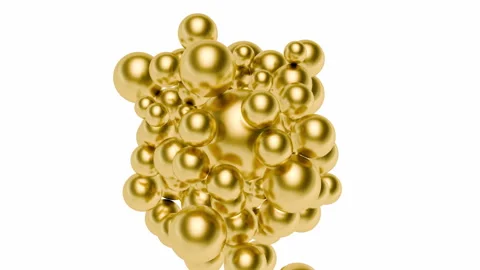 3d spheres flying on white background and are attracted to big ball. Stock Footage 267428755