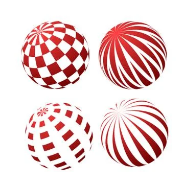 3D spheres with patterns - stripy and checked Stock Illustration