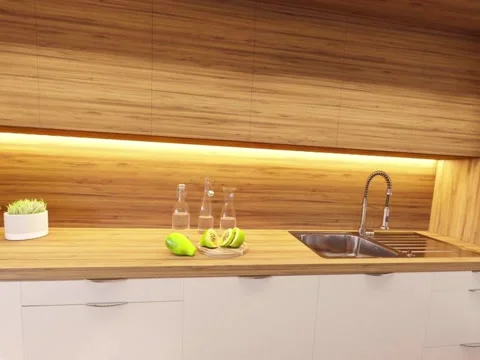 3d spherical 360 degrees, seamless video panorama of kitchen interior Stock Footage 131350374