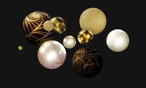 3d spherical illustration and pattern of celebration, abstract background ill 스톡 일러스트