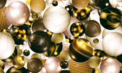 3d spherical illustration and pattern of celebration, abstract background ill 스톡 일러스트