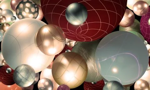3d spherical illustration and pattern of celebration, abstract background ill 스톡 일러스트