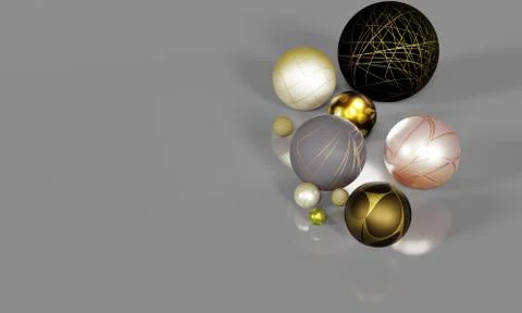 3d spherical illustration and pattern of celebration, abstract background ill Stock Illustration