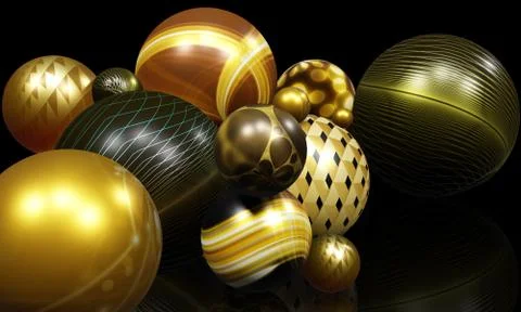 3d spherical illustration and pattern of celebration, abstract background ill Stock Illustration