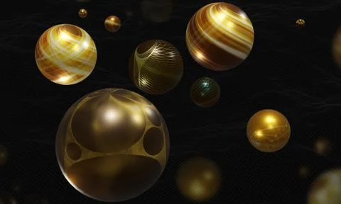 3d spherical illustration and pattern of celebration, abstract background ill Illustrazione stock