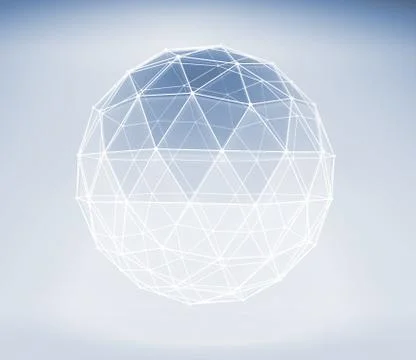 3d spherical object with lattice wire-frame mesh Stock Illustration