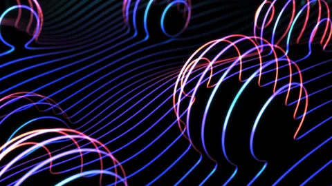3D Spherical shapes on surface of waves Stock Footage 305845283