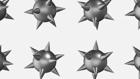 3D Spiked Metal Ball Falling on a White Background. Iron Metal Balls Animation. Stock Footage 285397834