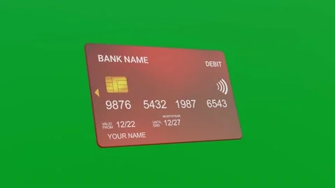3D spinning and flying virtual debit bank card, 4k business animation Stock Footage 225912262