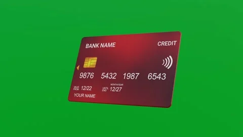 3D spinning and flying virtual CREDIT bank card 4K animation Video stock 227207770