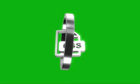 3d spinning css file icon inside chrome ring on green screen background. Vídeo Stock 346499611