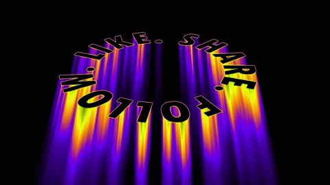 3D Spinning Follow Like Share Text with Retro Glowing Light Rays. 4K Stock-Footage 327903440