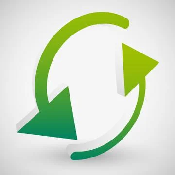 3D Spinning, rotating arrows in circle for rotation, circular motion, repetit Stock Illustration