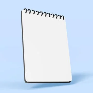 3d spiral binder notebook render mockup with white paper. Realistic blank 스톡 일러스트