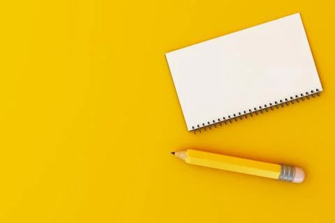 3d Spiral binder notepad and pencil, education concept. Stock Illustration